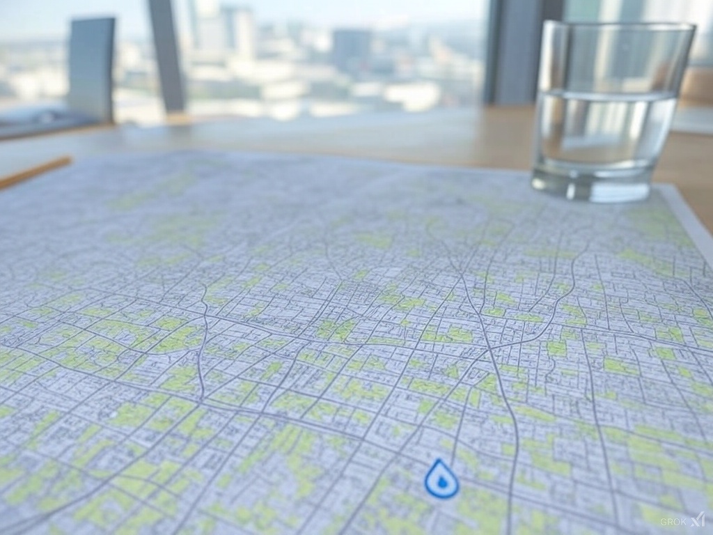 Illustration of a local map representing a city